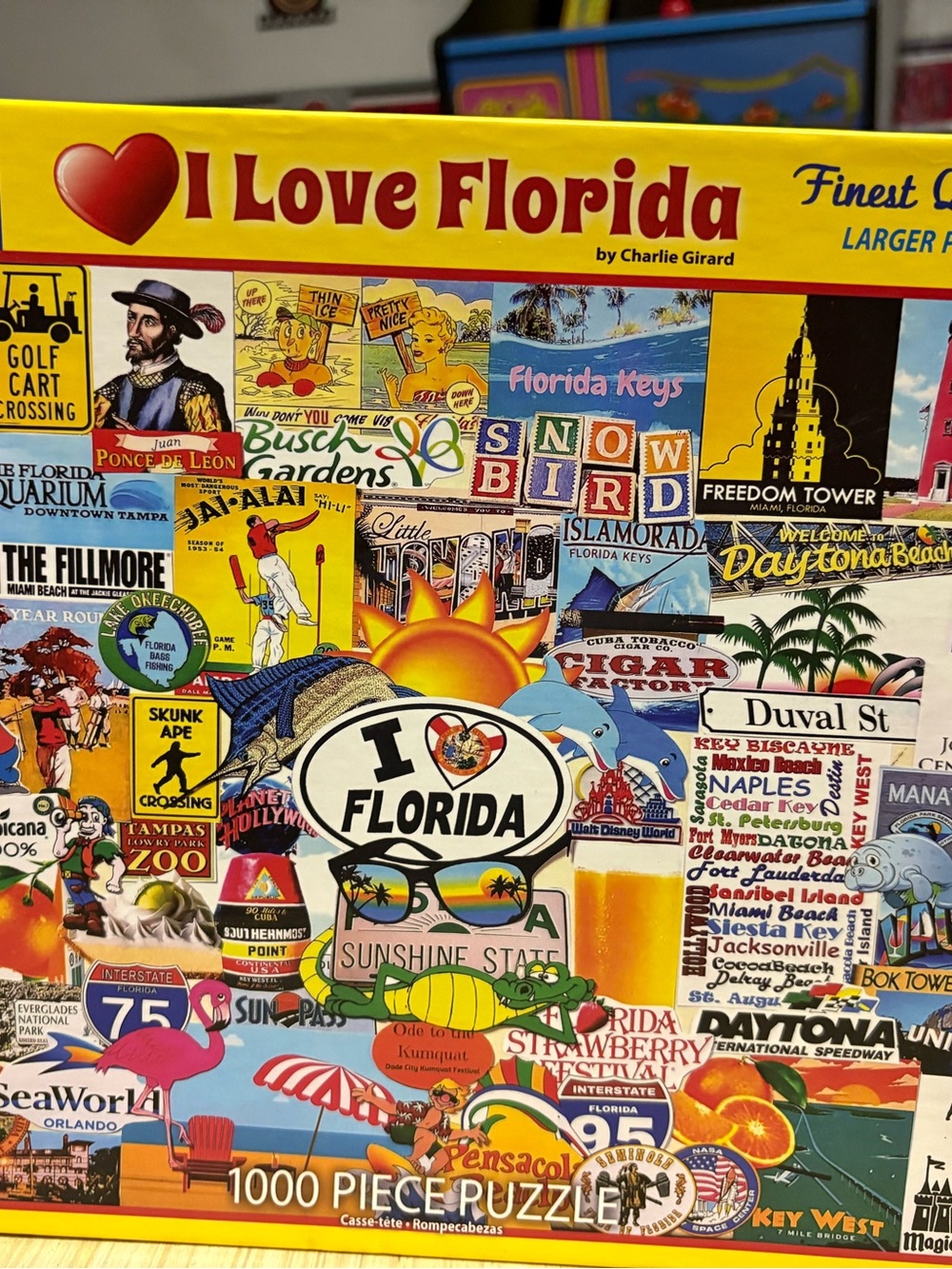 White Mountain I Love Florida Puzzle - Yellow, Red, Blue, Green